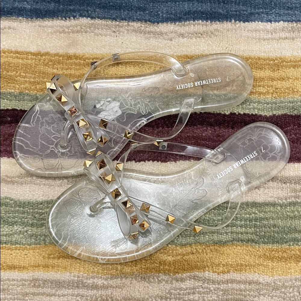Streetwear Society Transparent Sandals with Gold Accents
